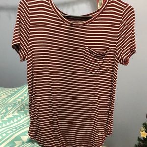 Hollister White and maroon striped tee